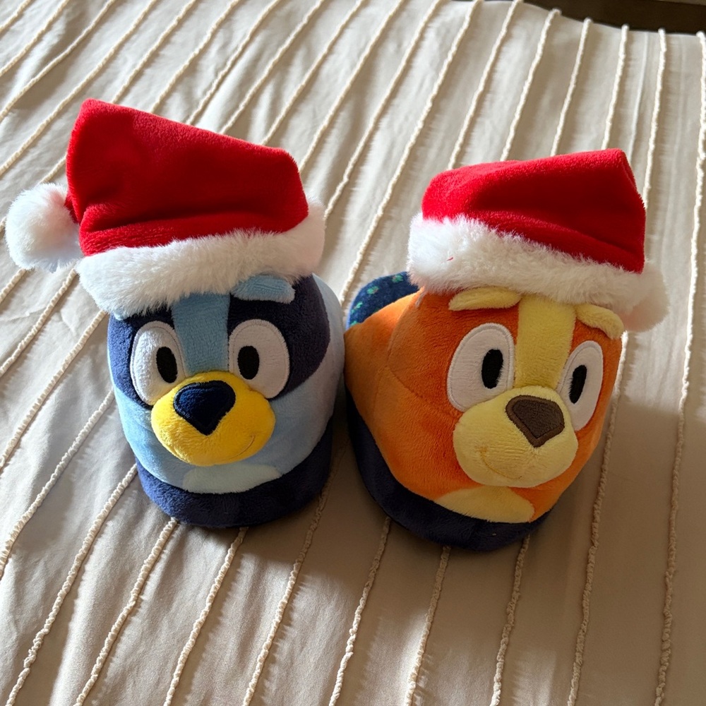 Holiday Plush Character Slippers for Kids - Blue & Orange
